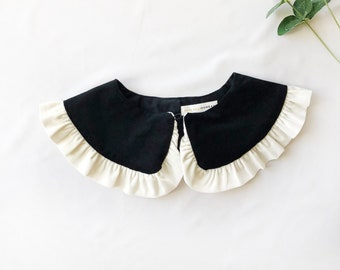 Black&White Corduroy Removable Collar, Frill collar, Detachable Frill collar, Layering Collar, Oversized Collar