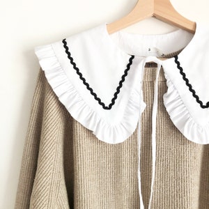Detachable White Collar, Ric Rac Collar, Frill collar, Detachable Frill collar, Layering Collar, Oversized Collar- White