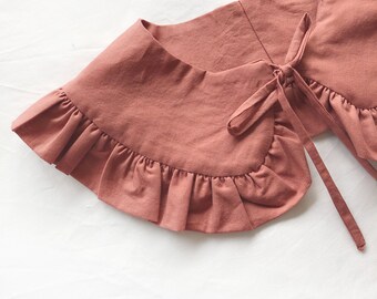 Wide Cotton Removable Collar, Frill collar, Detachable Frill collar, Layering Collar- Dried Rose