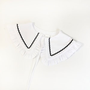 Detachable White Collar, Ric Rac Collar, Frill collar, Detachable Frill collar, Layering Collar, Oversized Collar White image 3