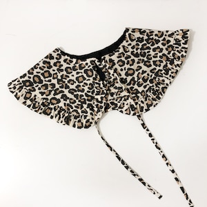 Leopard Print Cotton Removable Collar, Frill collar, Detachable Frill collar, Layering Collar, Oversized Collar
