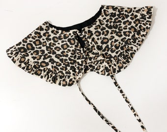 Leopard Print Cotton Removable Collar, Frill collar, Detachable Frill collar, Layering Collar, Oversized Collar