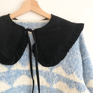 Schwarzer Samtkragen extra breit abnehmbarer Kragen, Rüschenkragen, abnehmbarer Rüschenkragen, Lagenkragen, Oversized Kragen, Winter Accessoires