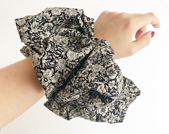 Extra Large Black Floral Cotton Scrunchies Cute Hair 90s Hair Accessories Imprimé Scrunchies Hair Bobbles Hair Ties