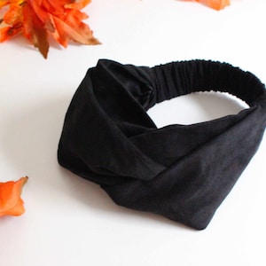 Zachte corduroy gedraaide hoofdband: zwarte, extra brede hoofddoek voor de winter