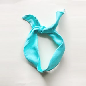 Diadema de alambre de lino de color menta, diadema ancha, aspecto de bufanda en la cabeza, diadema de nudo de envoltura de cabello