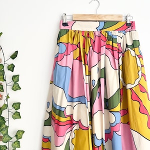 Printed Cotton Poplin Midi Skirt, Printed Skirt, Flared Midi skirt, 1950 Skirt, Full Skirt, Floral Midi Skirt