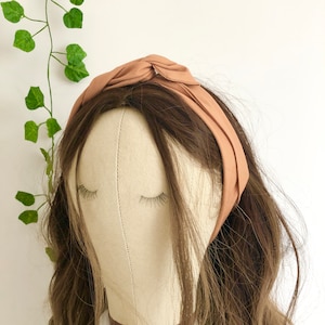 Diadema de alambre extra ancha, diadema bronceada, aspecto de pañuelo en la cabeza, diadema ancha, diadema de nudo envolvente para el cabello