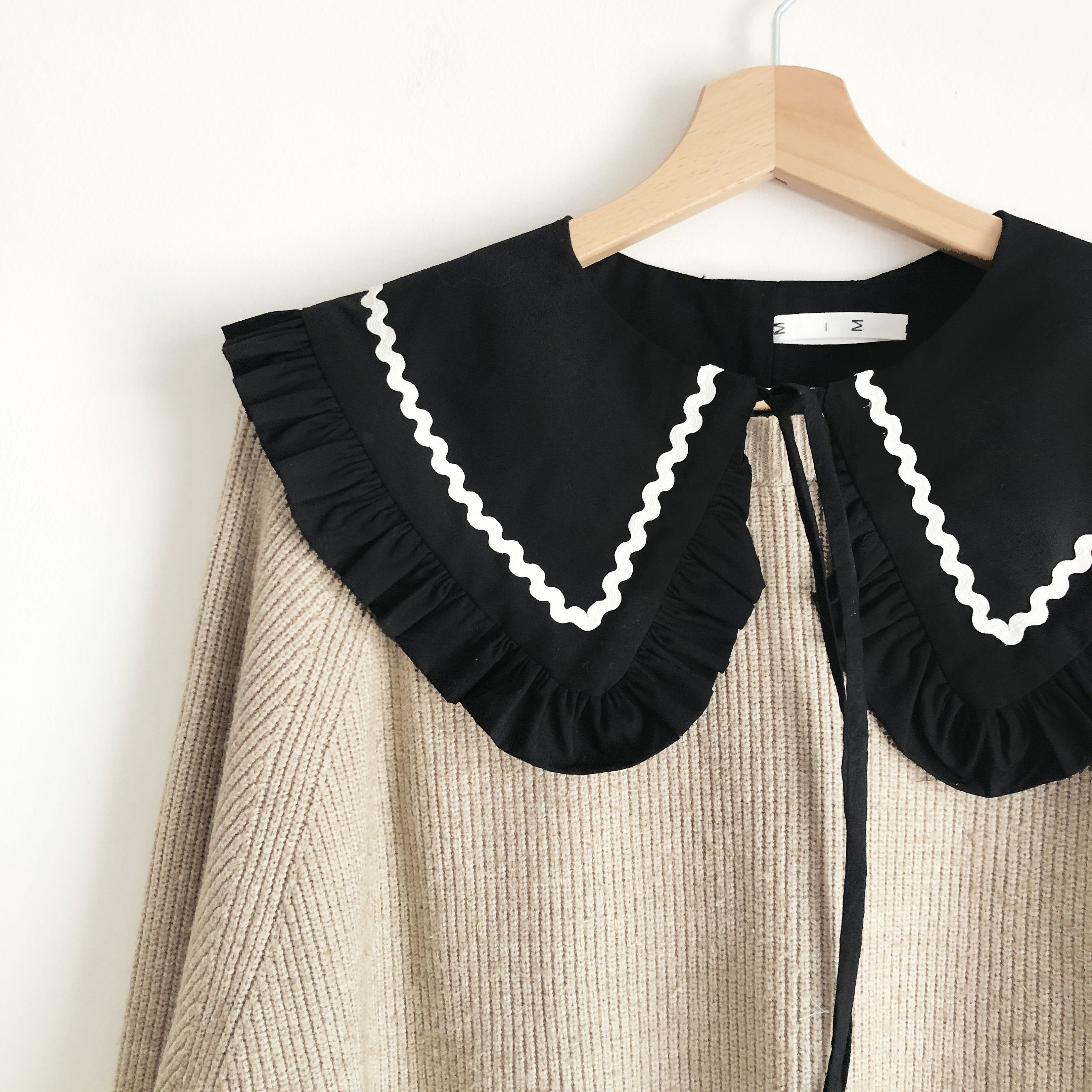 Black Detachable Collar: Cotton Frill With Ric Rac Trim - Etsy