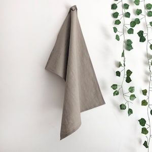 Stone 100% Linen Tea Towel, Washed Linen Kitchen Towel, Linen Dish Towel