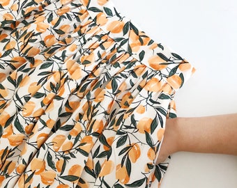 Jupe Mi-longue en Coton Imprimé Pêches, Jupe évasée Style années 50