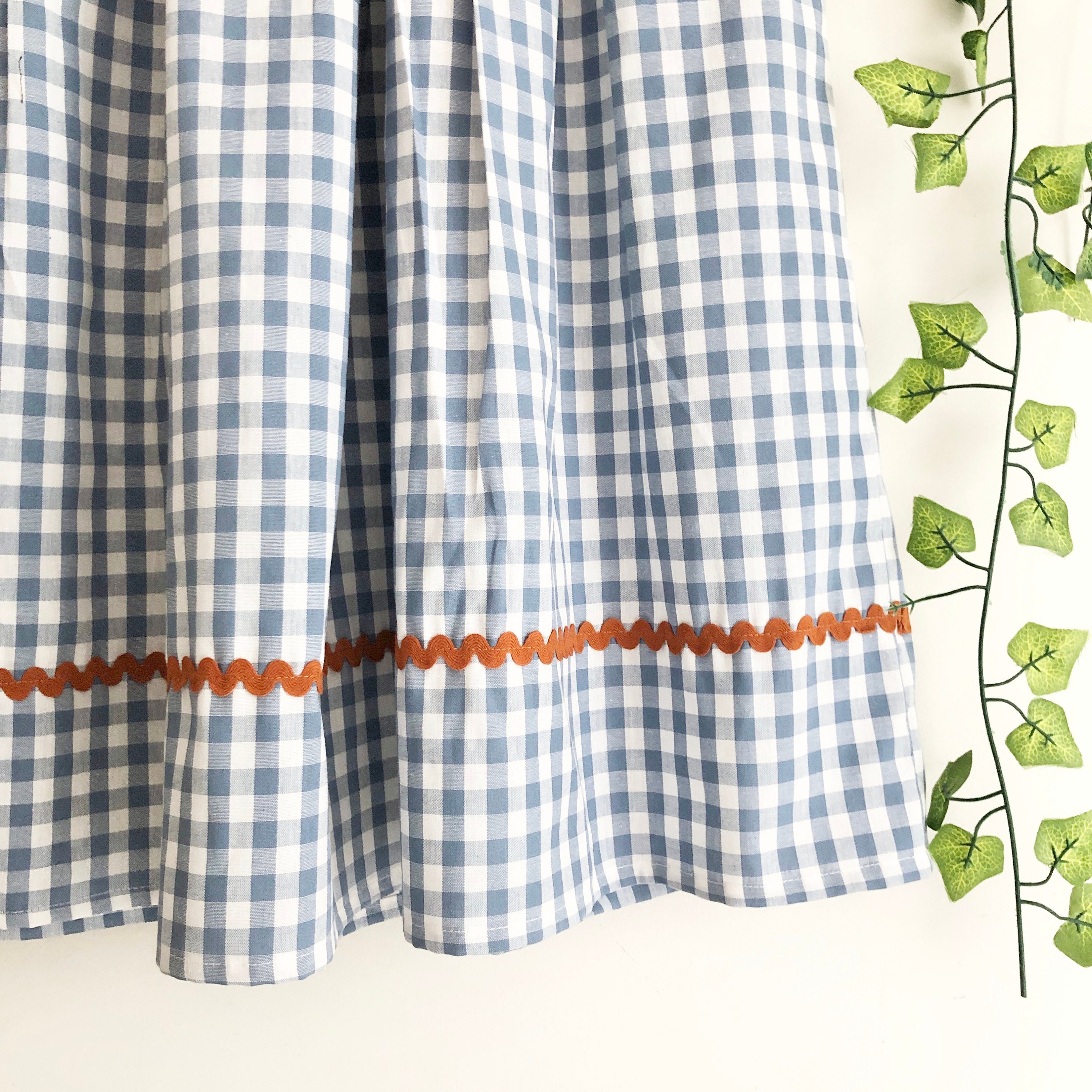 Pottery Blue Gingham Maker Crossback Skirt-Organic Zoo