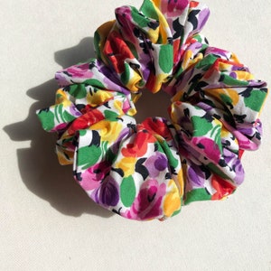 Flower Bouquet Cotton Scrunchie Cute Hair 90s Hair Accessories Hair Accessories  Printed Scrunchies Hair Bobbles Hair Ties