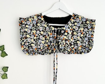 Floral Cotton Detachable Frill Collar: Layering Statement Collar