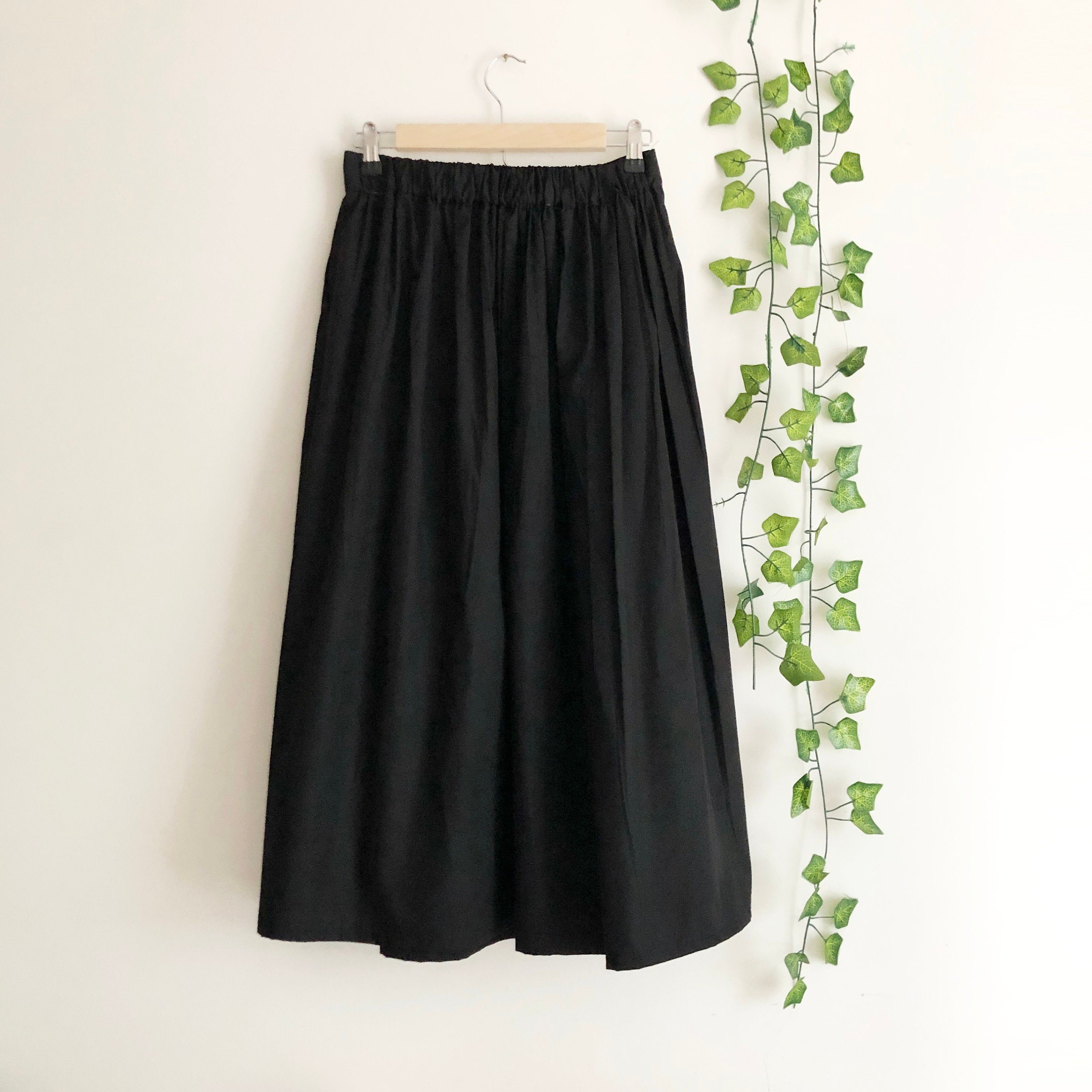 Black Cotton Poplin Midi Skirt, Midi Skirt, White Midi Skirt