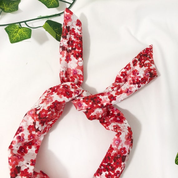 Handmade Wire Floral Headband-NEW Floral Print Wire Headband: Handmade Boho Hair Wrap - Etsy main image 3