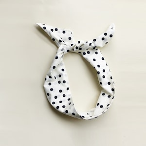 Diadema de alambre con estampado de lunares extra ancha, aspecto de pañuelo en la cabeza, diadema ancha, diadema con nudo envolvente para el cabello