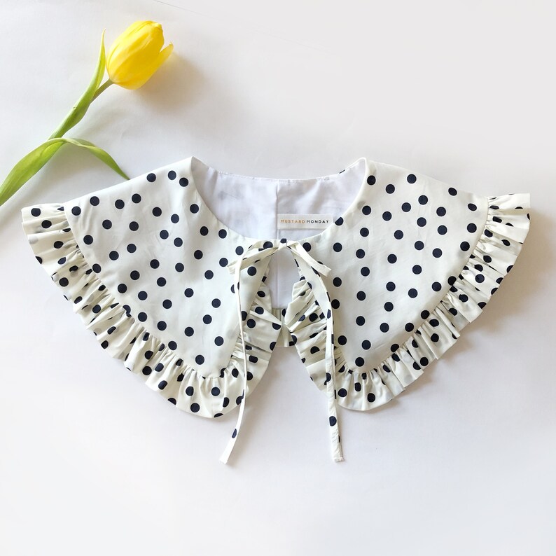 Polkadot Cotton Removable Collar, Frill collar, Detachable Frill collar, Layering Collar, Oversized Collar 