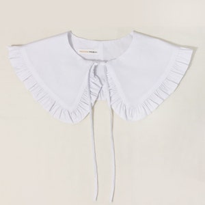 Extra Wide White Cotton Removable Collar, Frill collar, Detachable Frill collar, Layering Collar, Oversized Collar White image 4