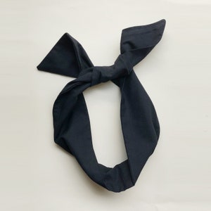 Diadema de alambre negro extra ancha, aspecto de pañuelo en la cabeza, diadema ancha, diadema de nudo envolvente para el cabello