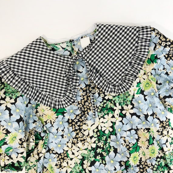 Gingham Frill Removable Collar: Black & White Cotton Layering Collar
