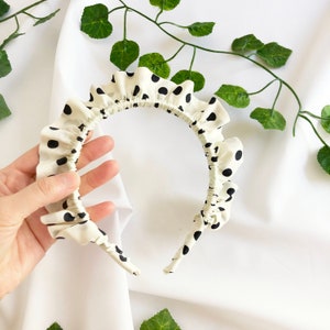 Polkadot Rouched Headband: Handmade Cotton Ruffle Alice Band
