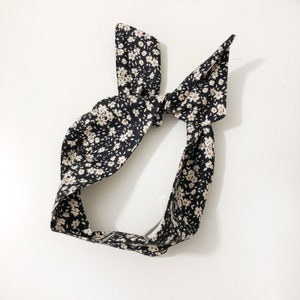 Ditsy Floral Print Wire Headband: Wide Cotton Hair Wrap