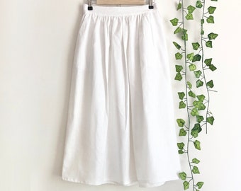 100% Linen Midi Skirt, White Linen Skirt, Flared Midi skirt, 1950 Skirt, Full Skirt