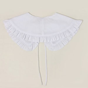 Extra Wide White Cotton Removable Collar, Frill collar, Detachable Frill collar, Layering Collar, Oversized Collar White image 6