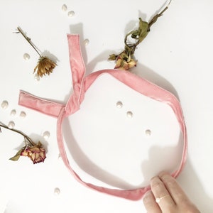 Pink Velvet Wire Headband: Skinny Knot Hair Wrap, Handmade in UK
