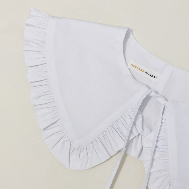 Extra Wide White Cotton Removable Collar, Frill collar, Detachable Frill collar, Layering Collar, Oversized Collar White image 5