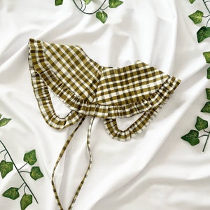 Gingham Removable Collar, Frill collar, Detachable Frill collar, Layering Collar, Cotton Collar, Oversized Collar image 2