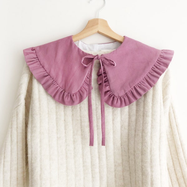 Corduroy Removable Collar, Frill collar, Detachable Frill collar, Layering Collar, Oversized Collar, Lavender