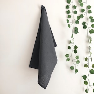 Charcoal Grey 100% Linen Tea Towel, Washed Linen Kitchen Towel, Linen Dish Towel