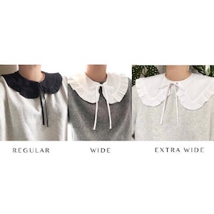 Extra Wide White Cotton Removable Collar, Frill collar, Detachable Frill collar, Layering Collar, Oversized Collar White image 7