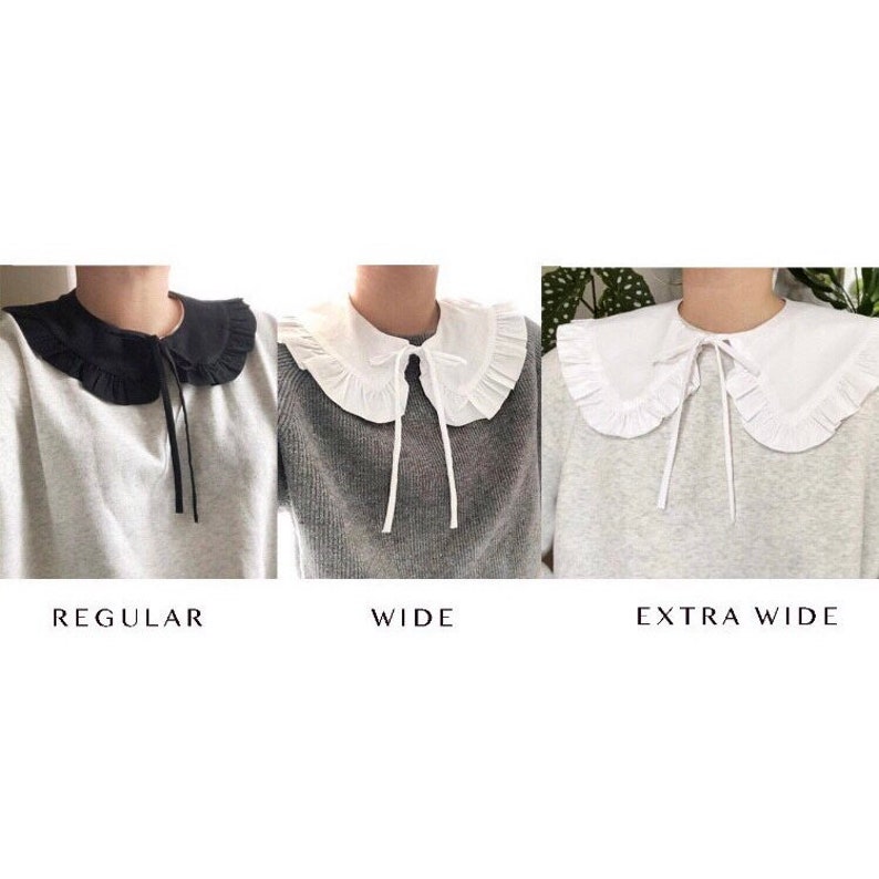 Extra Wide White Cotton Removable Collar, Frill collar, Detachable Frill collar, Layering Collar, Oversized Collar White image 7