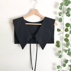 Black Cotton Poplin Removable Collar, Sailor Collar, V-Neck collar, Detachable collar, Layering Collar, Oversized Collar