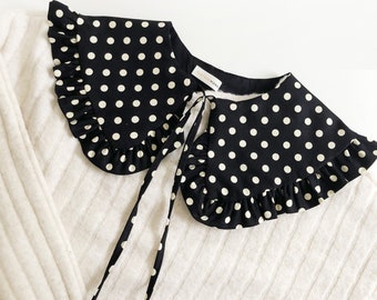 Polkadot Cotton Removable Collar, Frill collar, Detachable Frill collar, Layering Collar, Oversized Collar