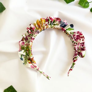 Floral Rouched Headband: Handmade Cotton Ruffle Alice Band