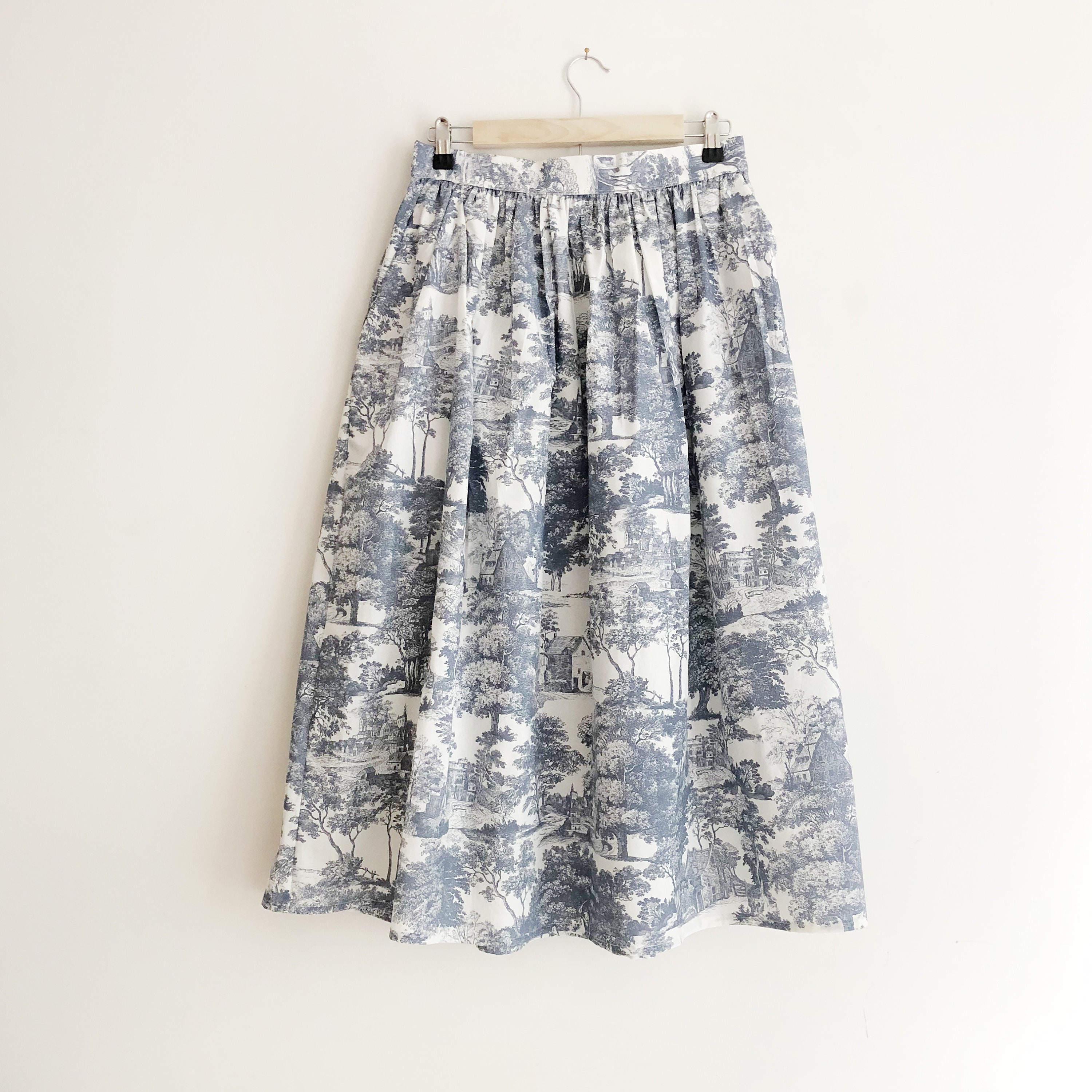 Landscape Print Cotton Midi Skirt Customise Length Skirt | Etsy