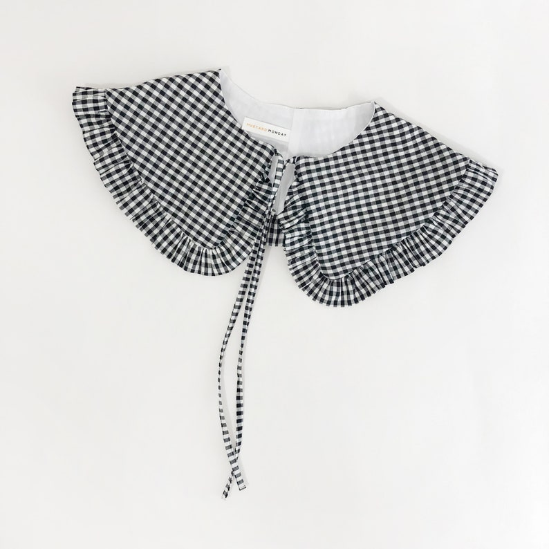 Black&White Gingham Removable Collar, Frill collar, Detachable Frill collar, Layering Collar, Cotton Collar, Oversized Collar 