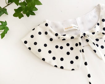 Polka Print Cotton Removable Collar, Detachable collar, Peter Pan Collar, Layering Collar- Polkadot Print