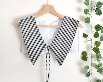Abnehmbarer Sailor-Kragen aus Gingham-Baumwolle - handgefertigt in Großbritannien