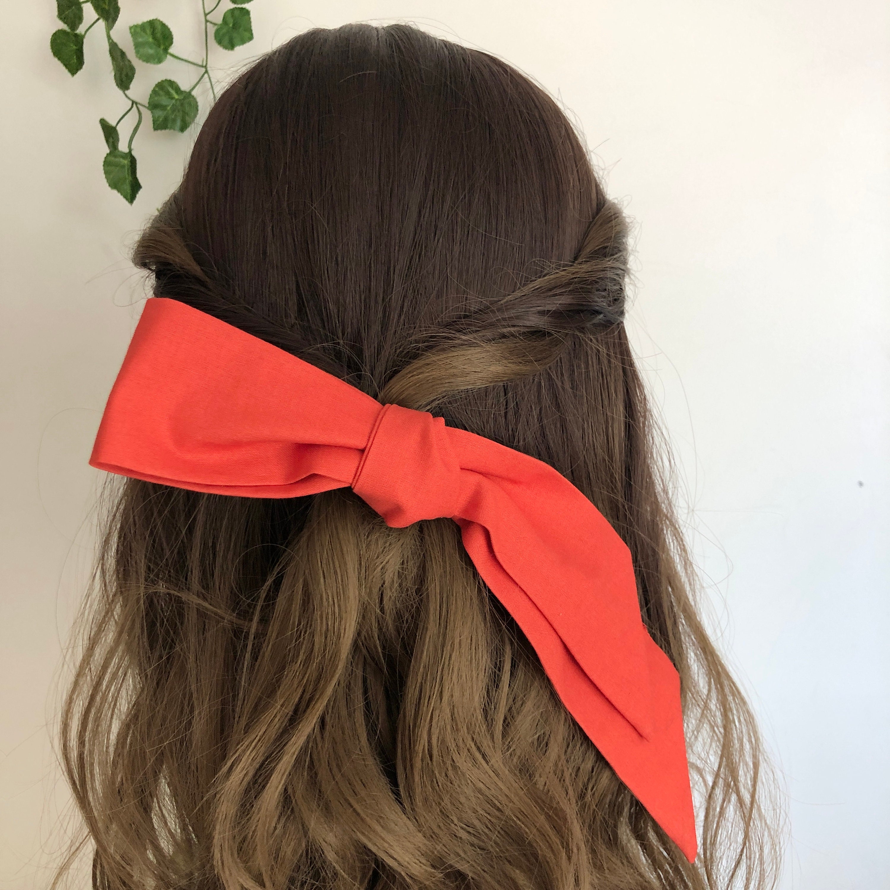 Orange Bow Barrette Cotton Large Bow Hair Clip Ribbon Bow - Etsy