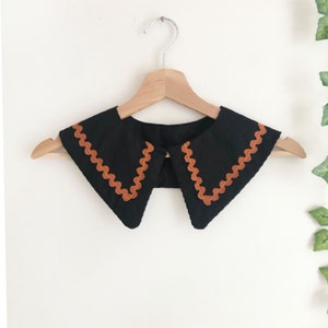 Black Cotton Removable Collar, Peter pan collar, Detachable collar, Layering Collar, Oversized Collar
