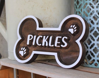 Dog Sign, Pet Name Sign, Personalized, Home Decor, Dog Memorial, Wall Hanging, Pet Decor, Bone Sign, Dog Decor, Dog Mom, Wall Decor, Dog Paw