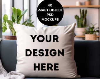 Pillow Mockup PSD, 40 Cushion Mockups Stock photo, Pillow Mock Up whit Smart Object Layer, Mockup  Cushion Mock Up Digital Download