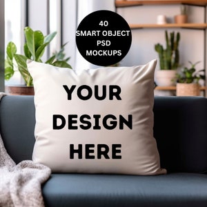 Pillow Mockup PSD, 40 Cushion Mockups Stock photo, Pillow Mock Up whit Smart Object Layer, Mockup  Cushion Mock Up Digital Download