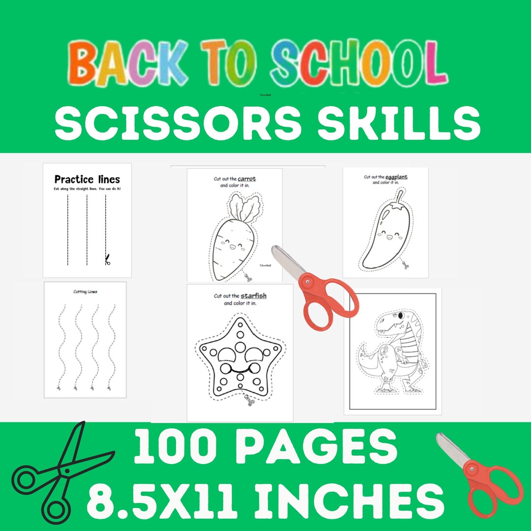 Scissor Skills Back To School Scissors Practice Cut and Paste No