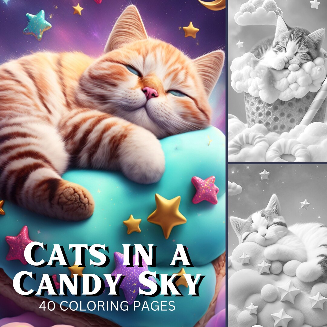 Adult Coloring Book Printable Cats In A Candy Sky 40 Coloring Pages adult-coloring-book-printable-cats-in-a-candy-sky-40-coloring-pages